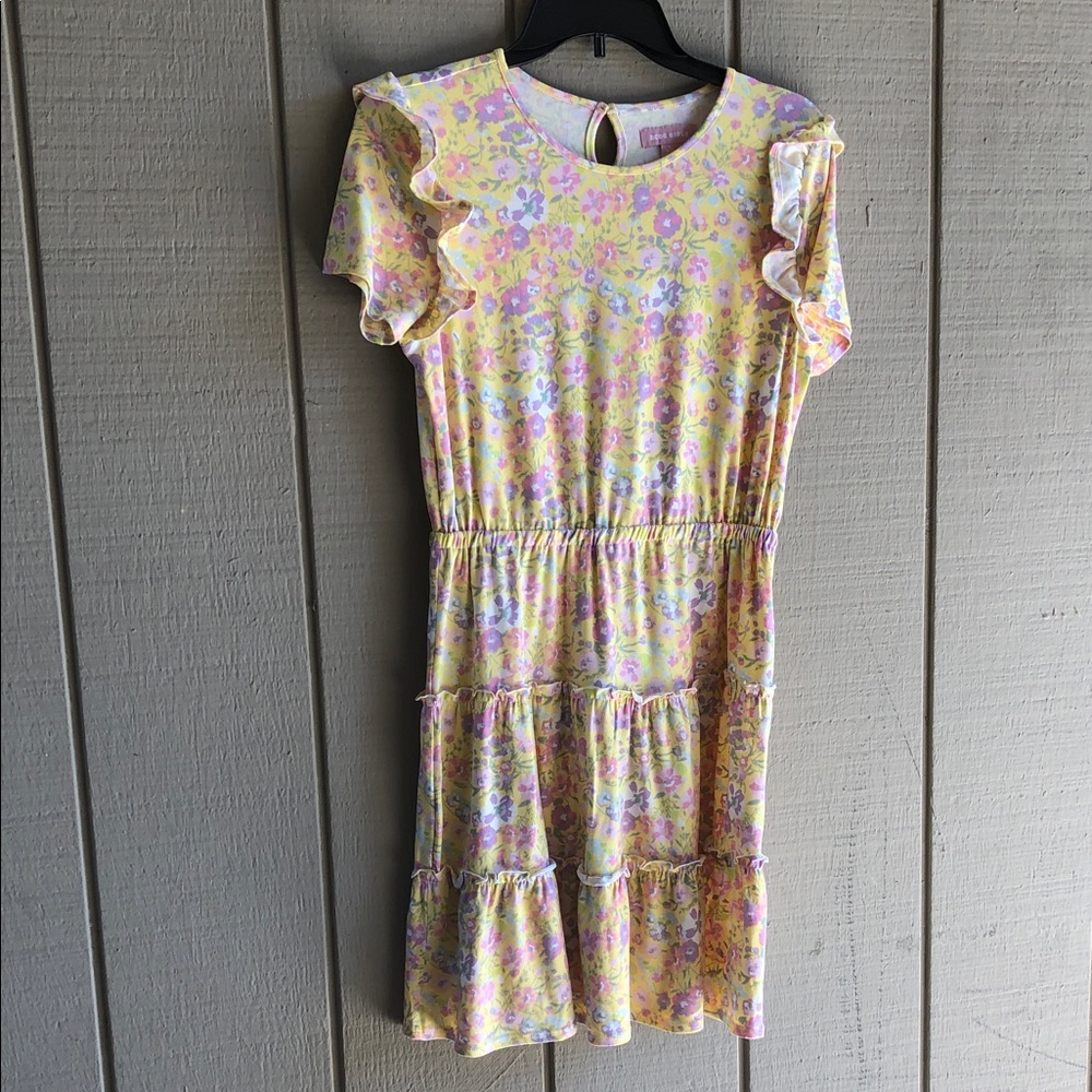 BCBGirls Yellow Floral Ruffle Dress